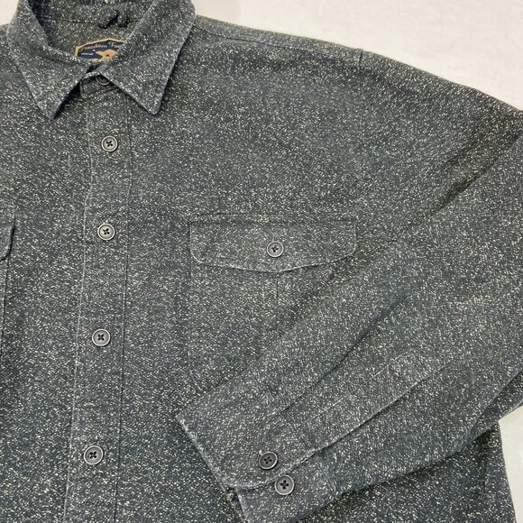 Freedom Foundry Brushed Cotton Flannel Shirt Jacket Black White Marled Button Up - Picture 10 of 12